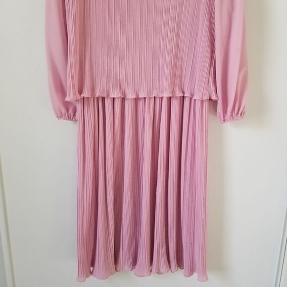 Vintage Darcy Pink Pleated Ruffle Dress - see measurements - Picture 9 of 11